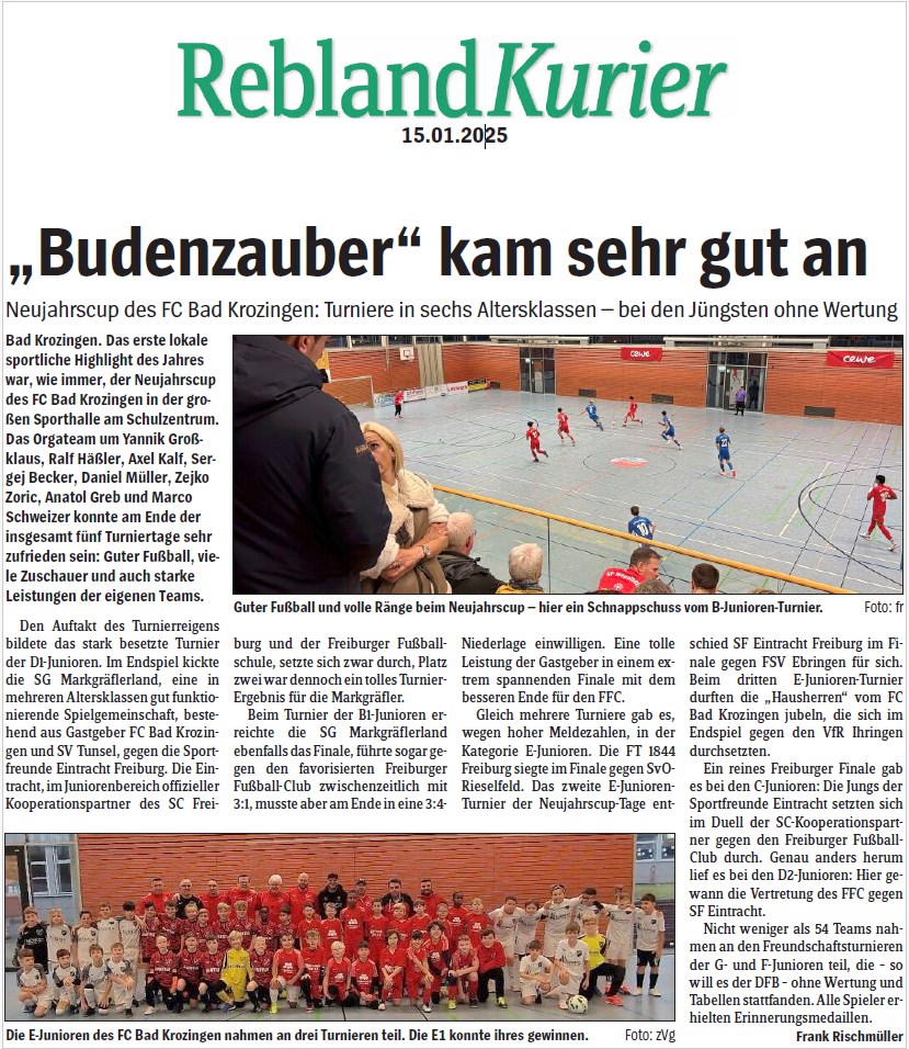 2025 01 15 Bericht Neujahrscup Reblandkurier F. Rischmueller