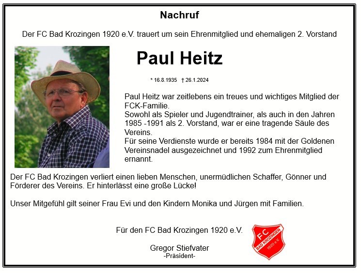 2024 01 16 Nachruf Paul Heitz